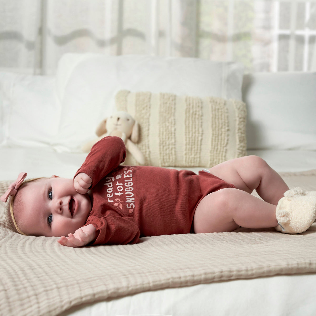 6-Pack Baby Girls Leaves Long Sleeve Onesies Bodysuits, lifestyle photo 12