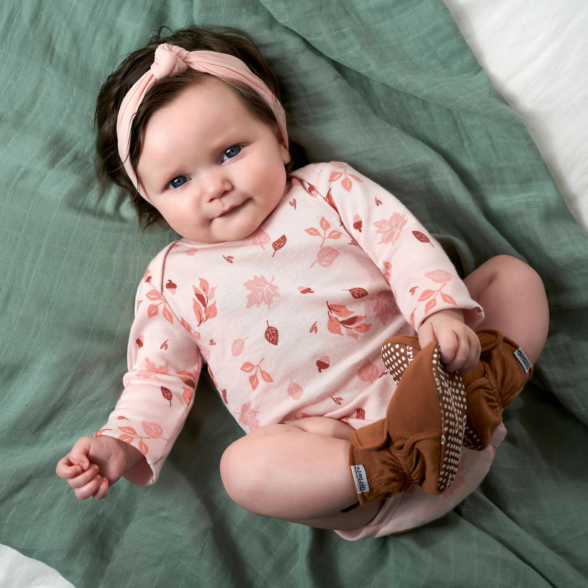6-Pack Baby Girls Leaves Long Sleeve Onesies Bodysuits, lifestyle photo 7