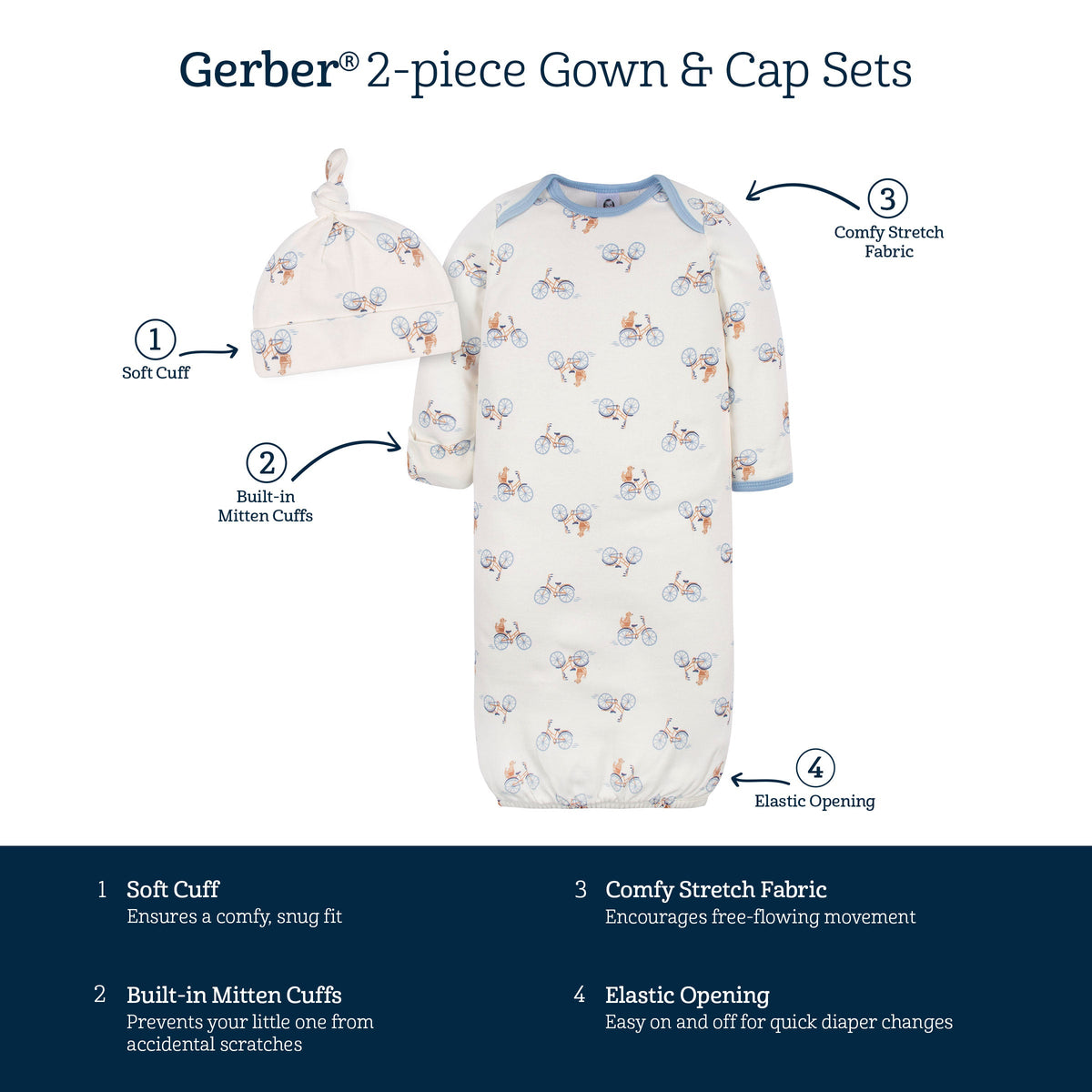 2-Piece Baby Boys Puppy Playground Gown & Cap Set-Gerber Childrenswear Wholesale