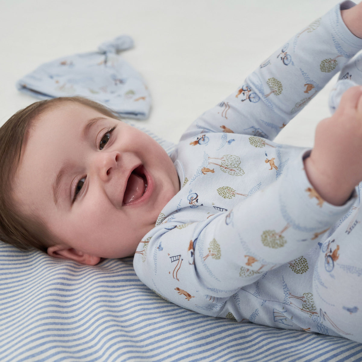 3-Piece Baby Boys Puppy Playground Long Sleeve Shirt, Footed Pant, & Cap Set, lifestyle photo 2