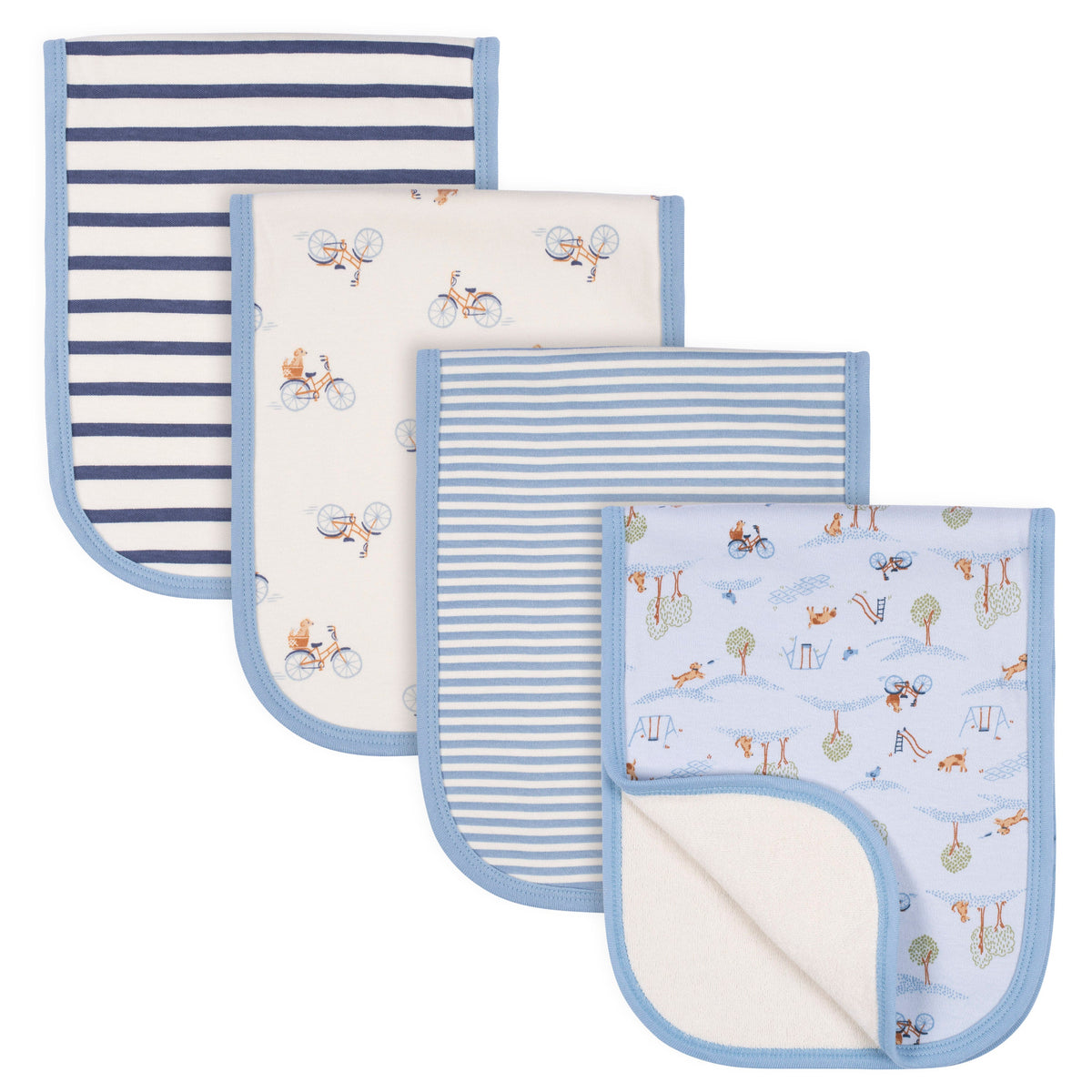 4-Pack Baby Boys Puppy Playground Burpcloths