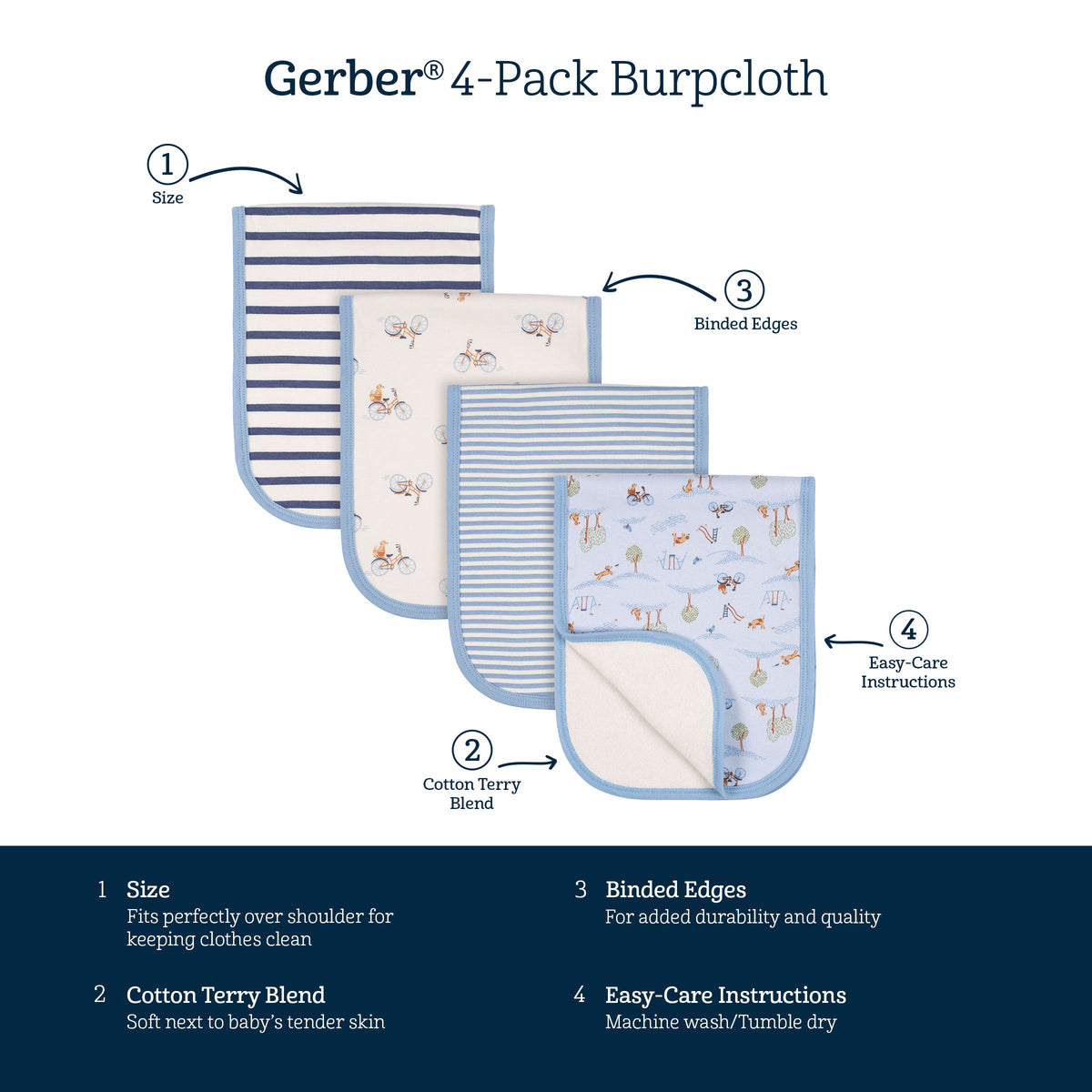 4-Pack Baby Boys Puppy Playground Burpcloths-Gerber Childrenswear Wholesale