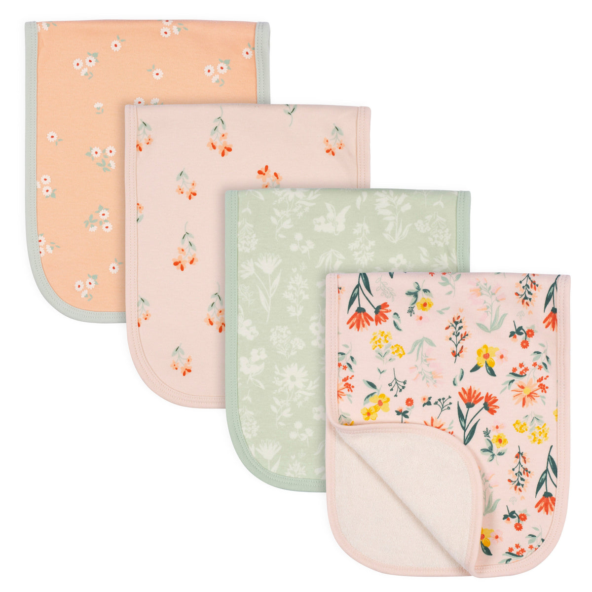 4-Pack Baby Girls Wildflower Burpcloths