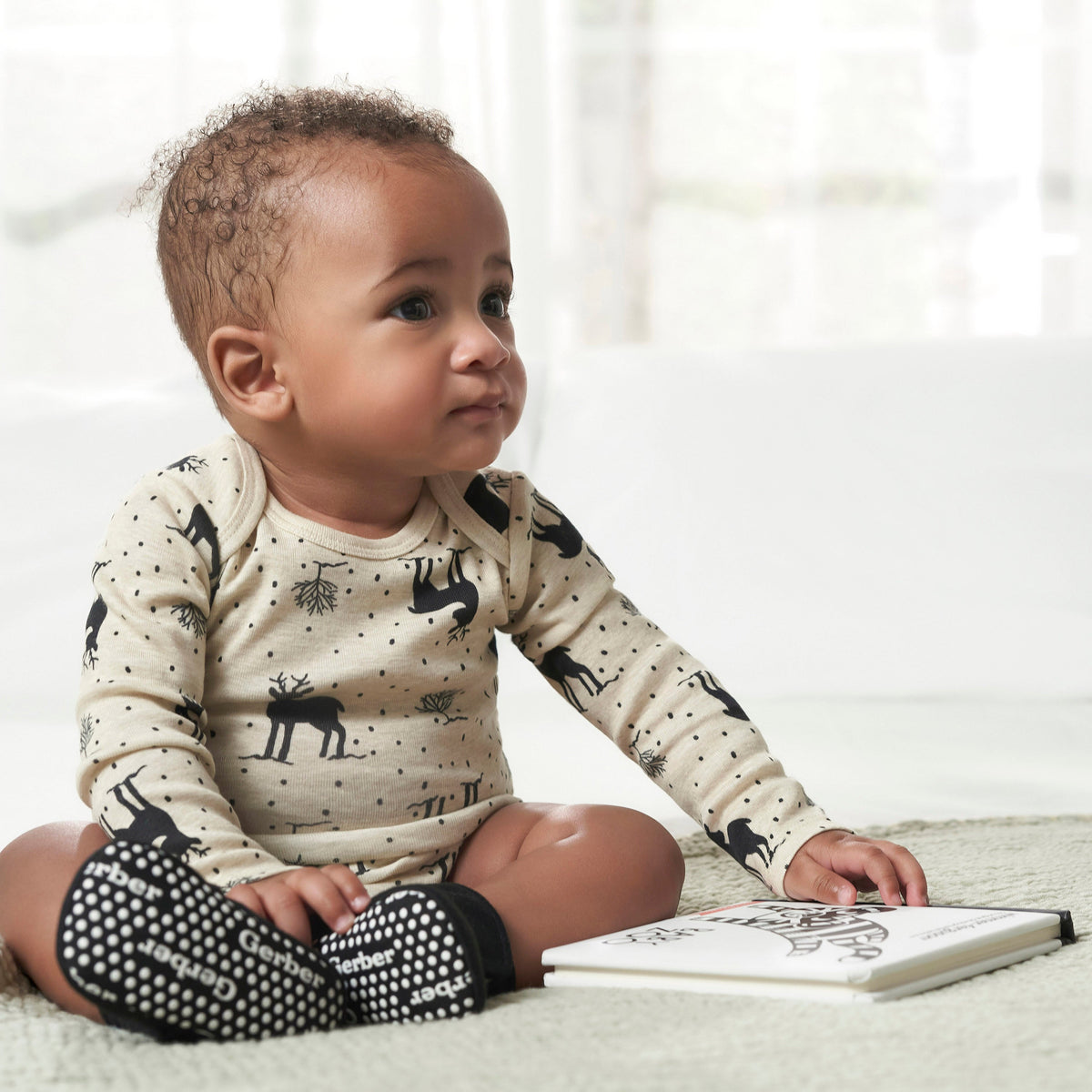 6-Pack Baby Neutral Deer Long Sleeve Onesies Bodysuits, lifestyle photo 5