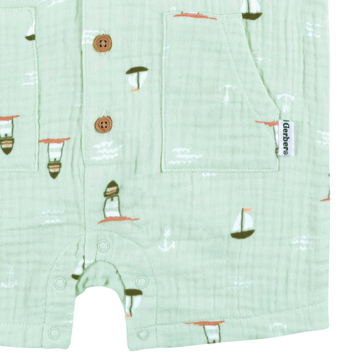 Baby Boys Sea Scene Hooded Romper, close-up detail 2