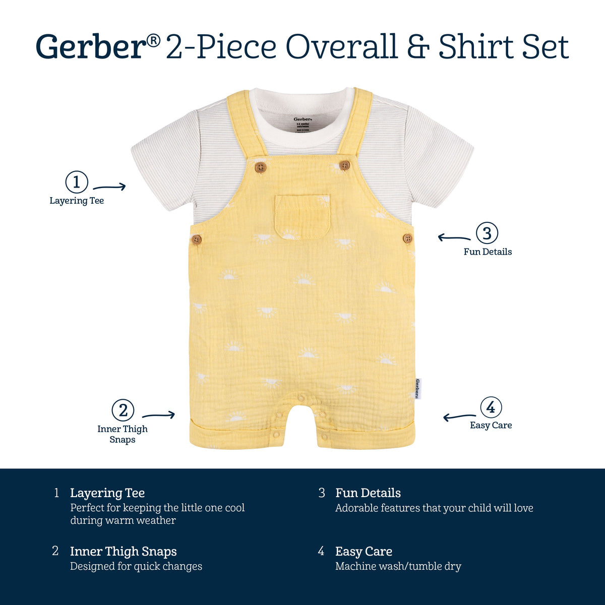 2-Piece Baby Neutral Sunrise Romper and T-Shirt-Gerber Childrenswear Wholesale