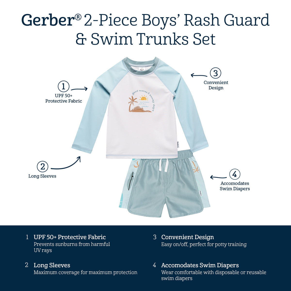 2-Piece Baby & Toddler Boys Surf Rashguard Set, view 11