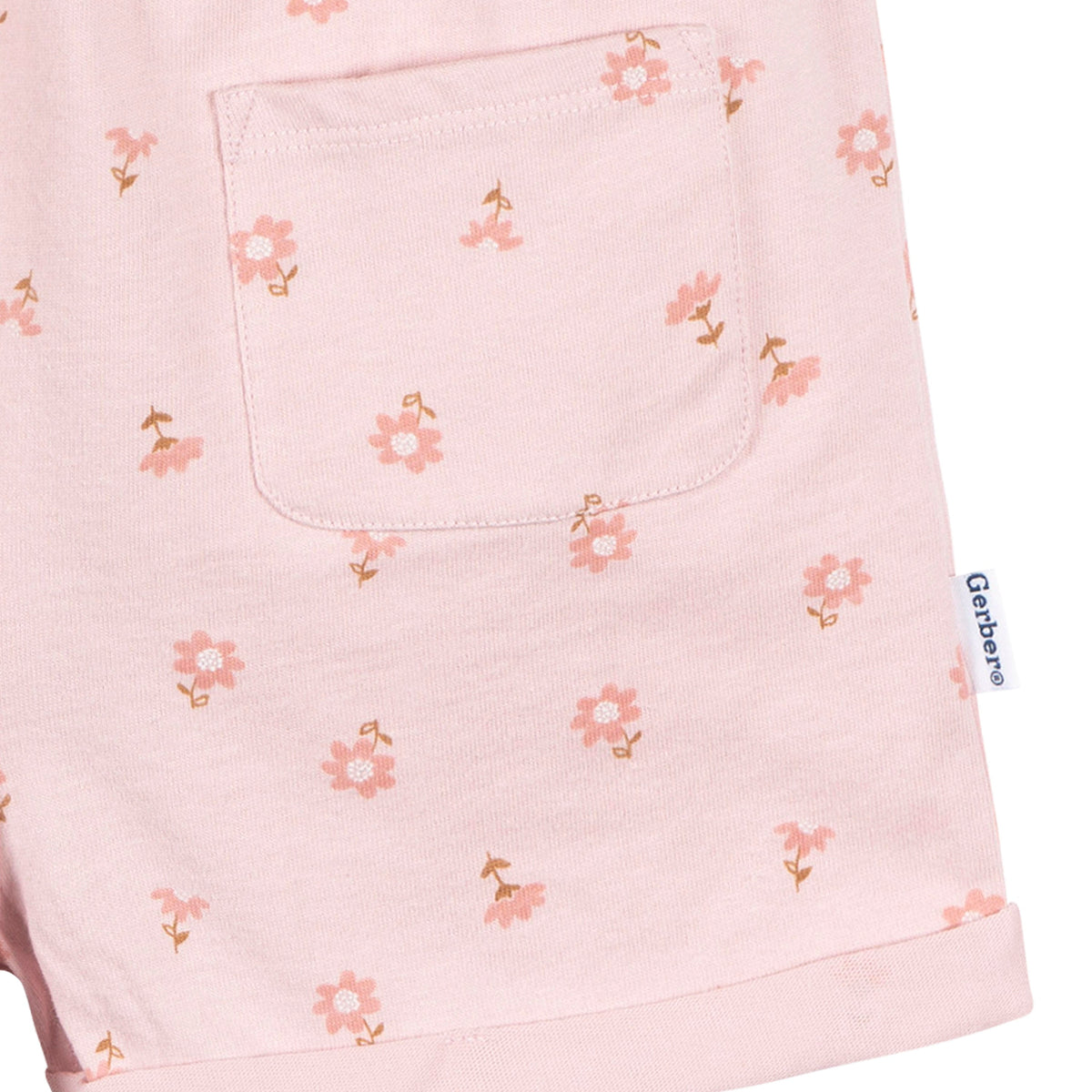 2-Pack Infant and Toddler Girls Rust & Floral Rompers, close-up detail 2