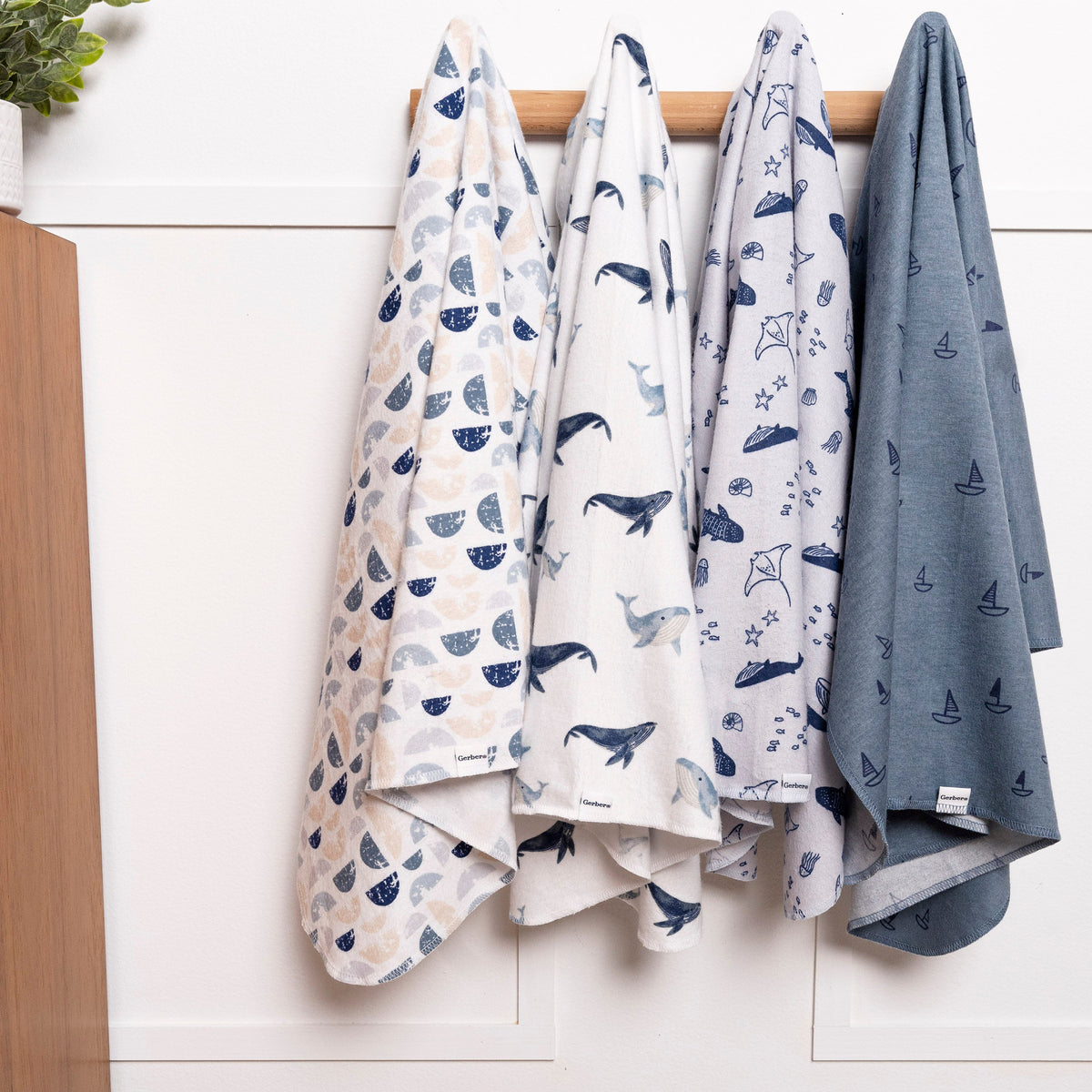 4-Pack Baby Boys Coastal Calm Flannel Blankets, lifestyle photo 2