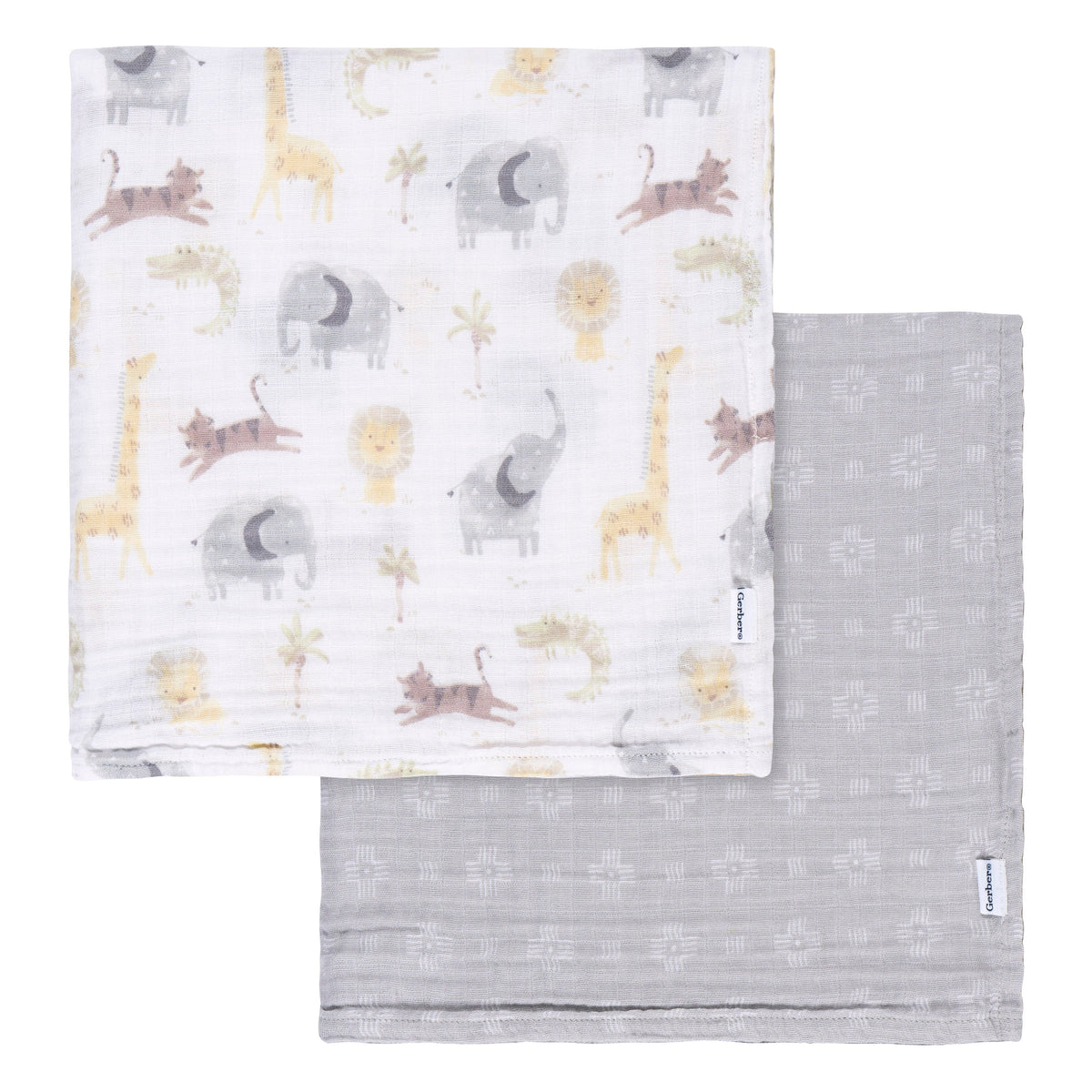 2-Pack Baby Neutral Animals & Geos Neutral Muslin Blanket