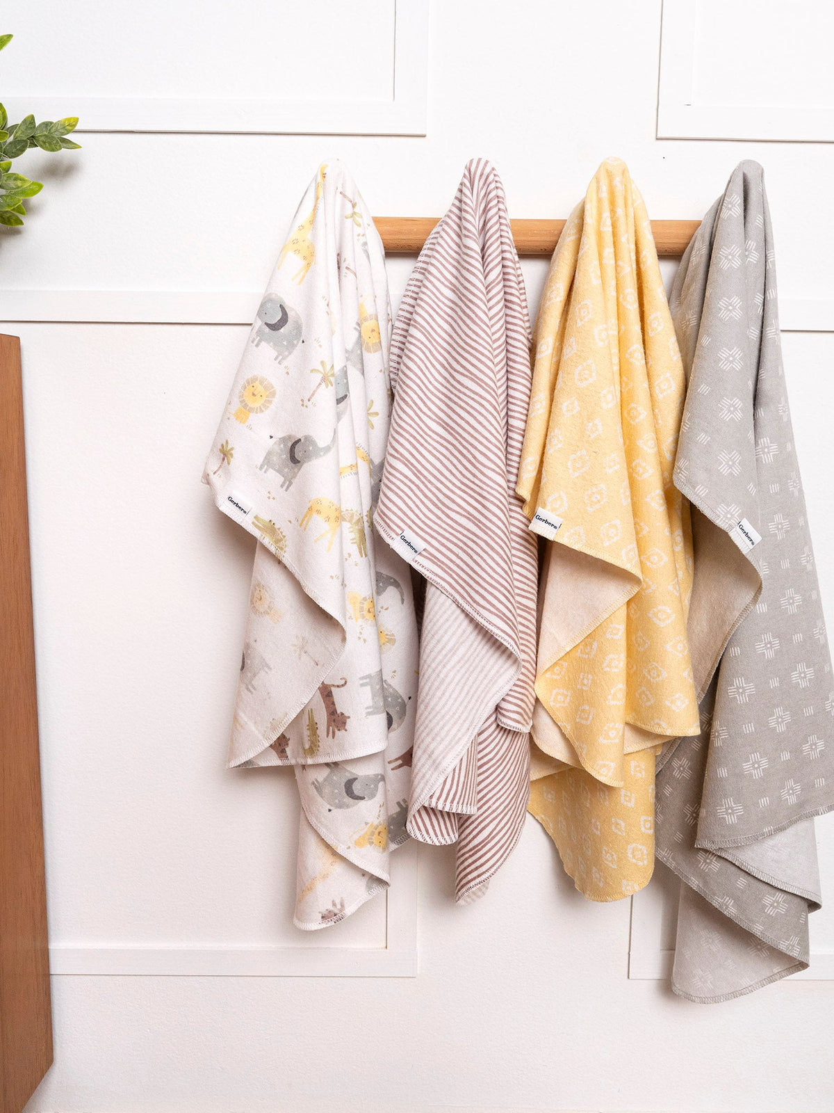4-Pack Baby Neutral Animals & Geos Neutral Flannel Blankets, lifestyle photo 1, view 3