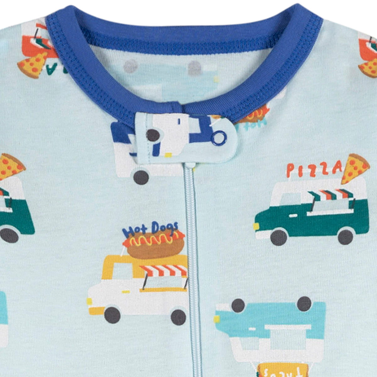 4-Pack Baby Boys Snack Truck Footed Pajamas, close-up detail 1