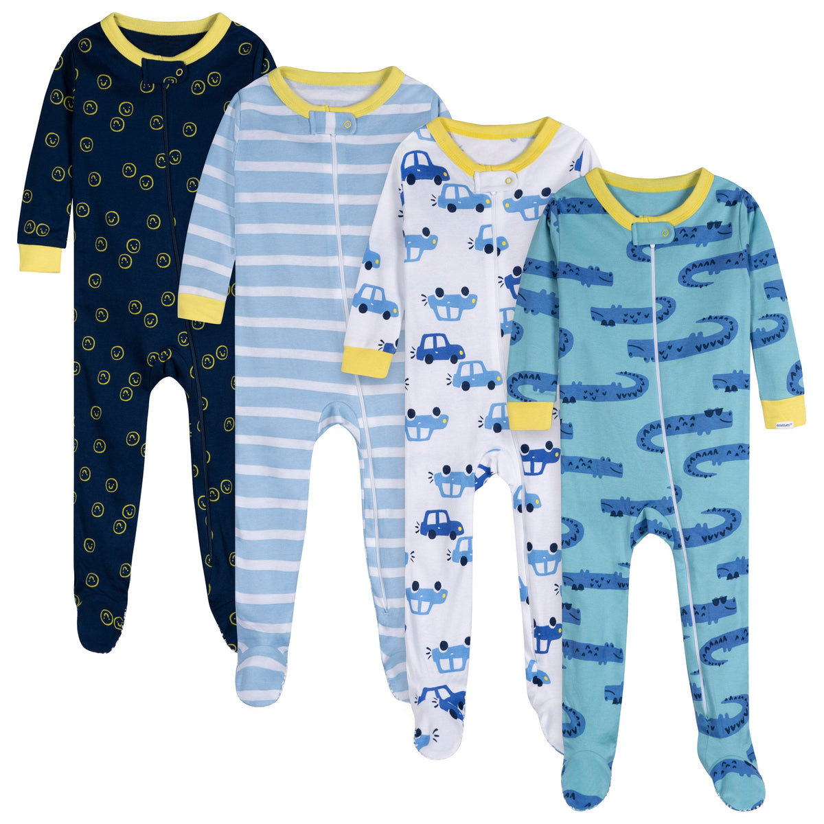 4-Pack Baby Boys Gators Footed Pajamas