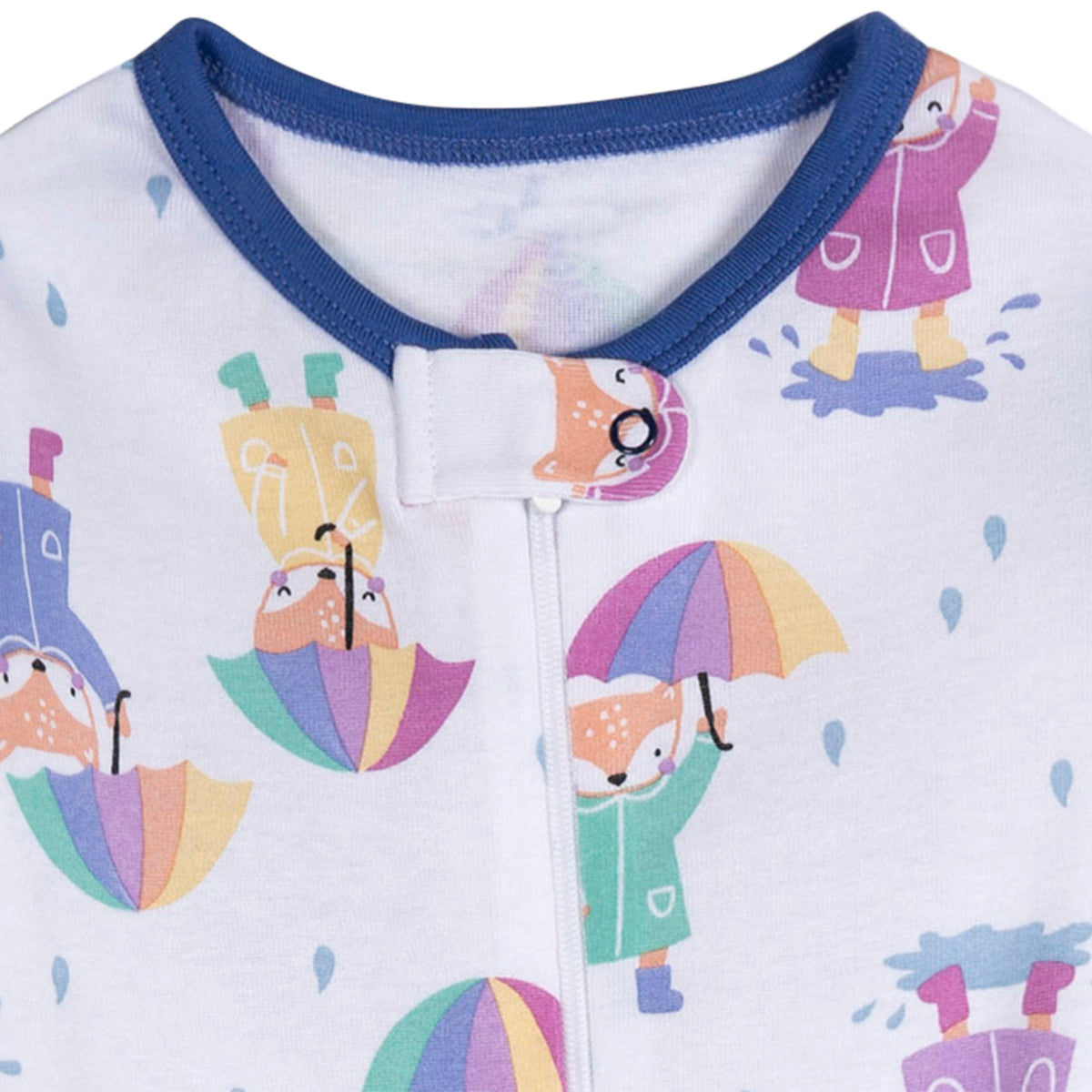4-Pack Baby Girls Rainy Day Footed Pajamas, close-up detail 1