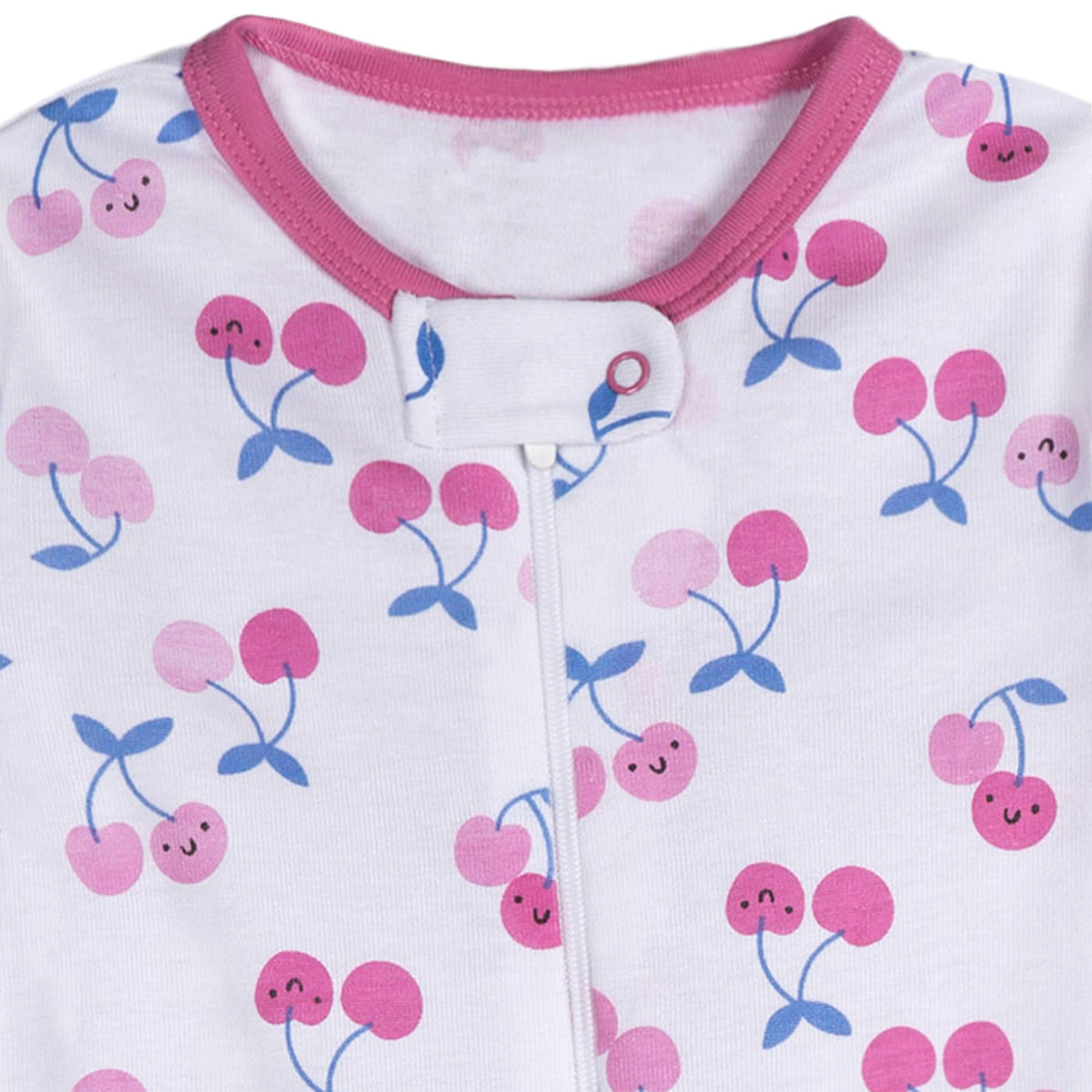 4-Pack Baby Girls Pears Footed Pajamas, close-up detail 3