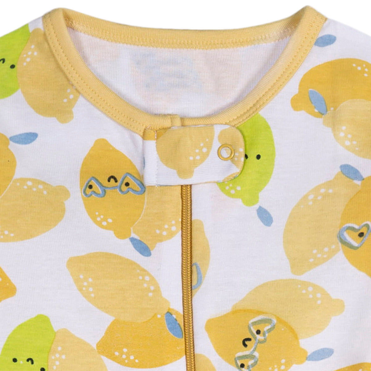 4-Pack Baby Girls Lemons Footed Pajamas, close-up detail 1