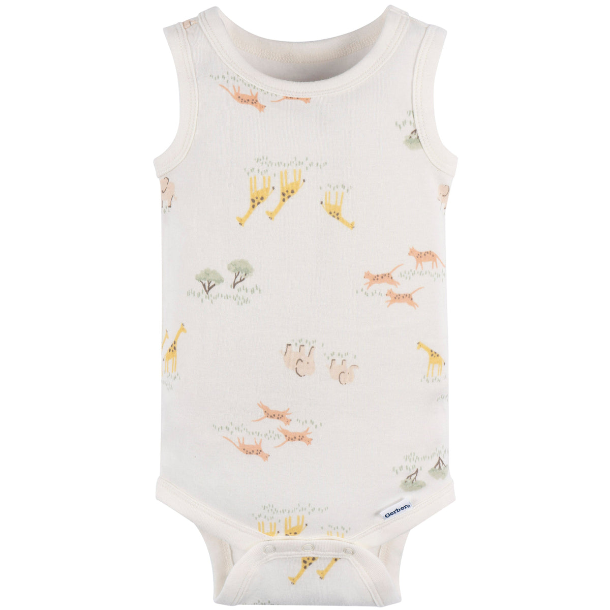 4-Pack Baby Neutral Ivory Safari Sleeveless Onesies Bodysuits, additional view 1