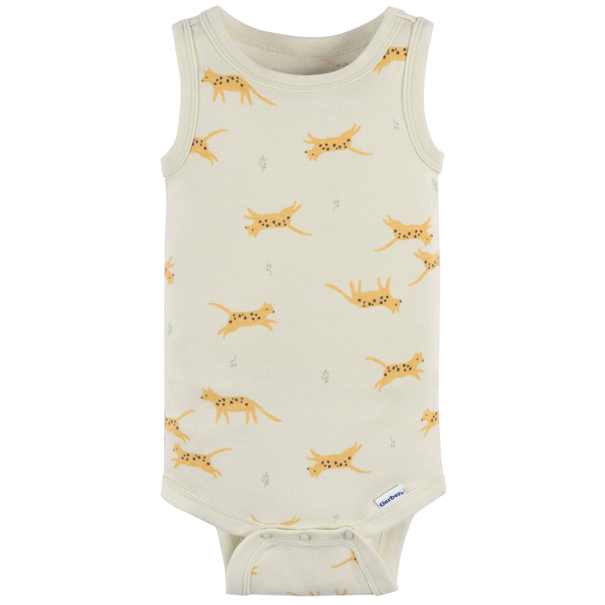 4-Pack Baby Neutral Ivory Safari Sleeveless Onesies Bodysuits, additional view 3