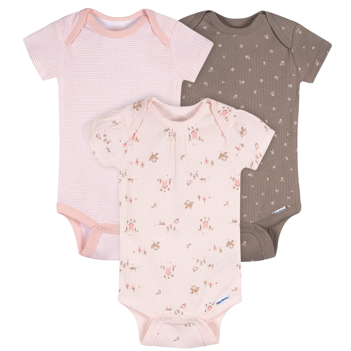 3-Pack Baby Girls Garden Bodysuits