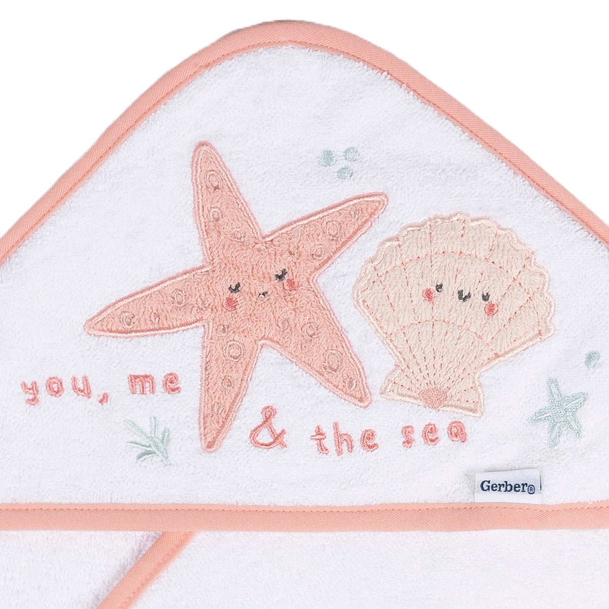 Baby Girls She Sells Sea shells Hooded Towel, close-up detail 1