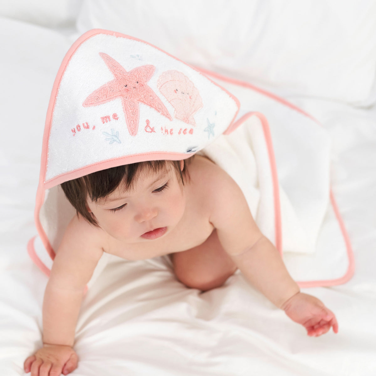 Baby Girls She Sells Sea shells Hooded Towel, lifestyle photo 1