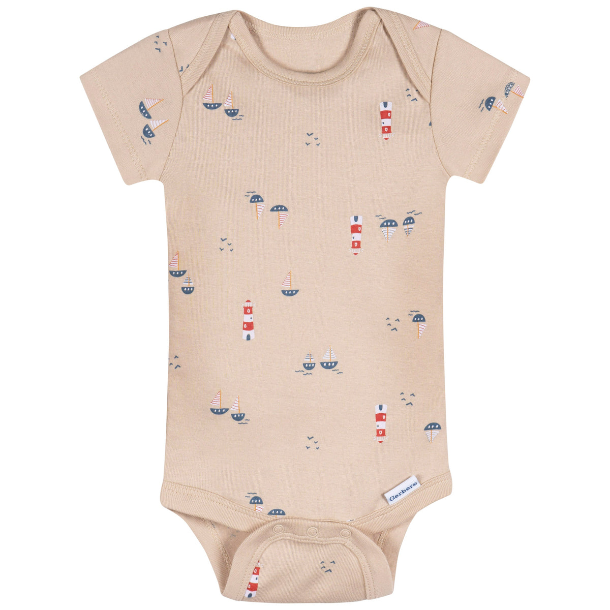 3-Pack Baby Boys Little Lighthouse Short Sleeve Onesies Bodysuits, additional view 3