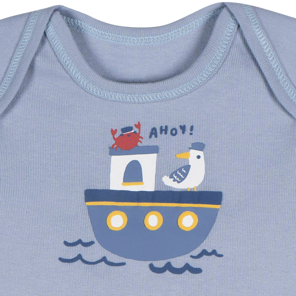 3-Pack Baby Boys Little Lighthouse Short Sleeve Onesies Bodysuits, close-up detail 1