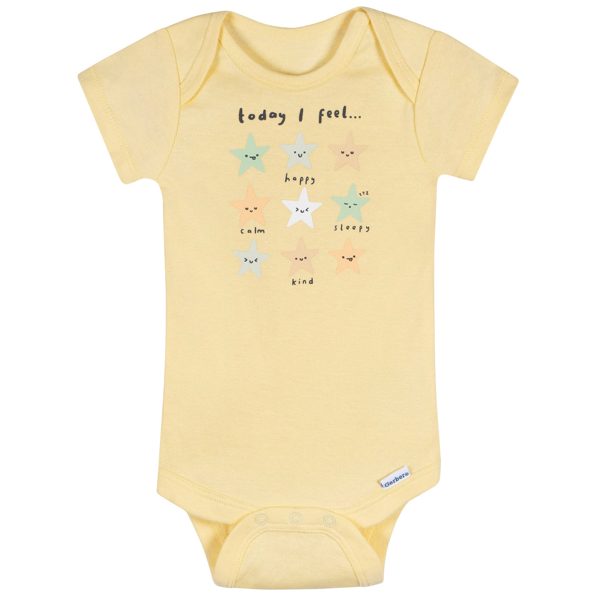 3-Pack Baby Neutral Starry Smiles Short Sleeve Onesies Bodysuits, additional view 1