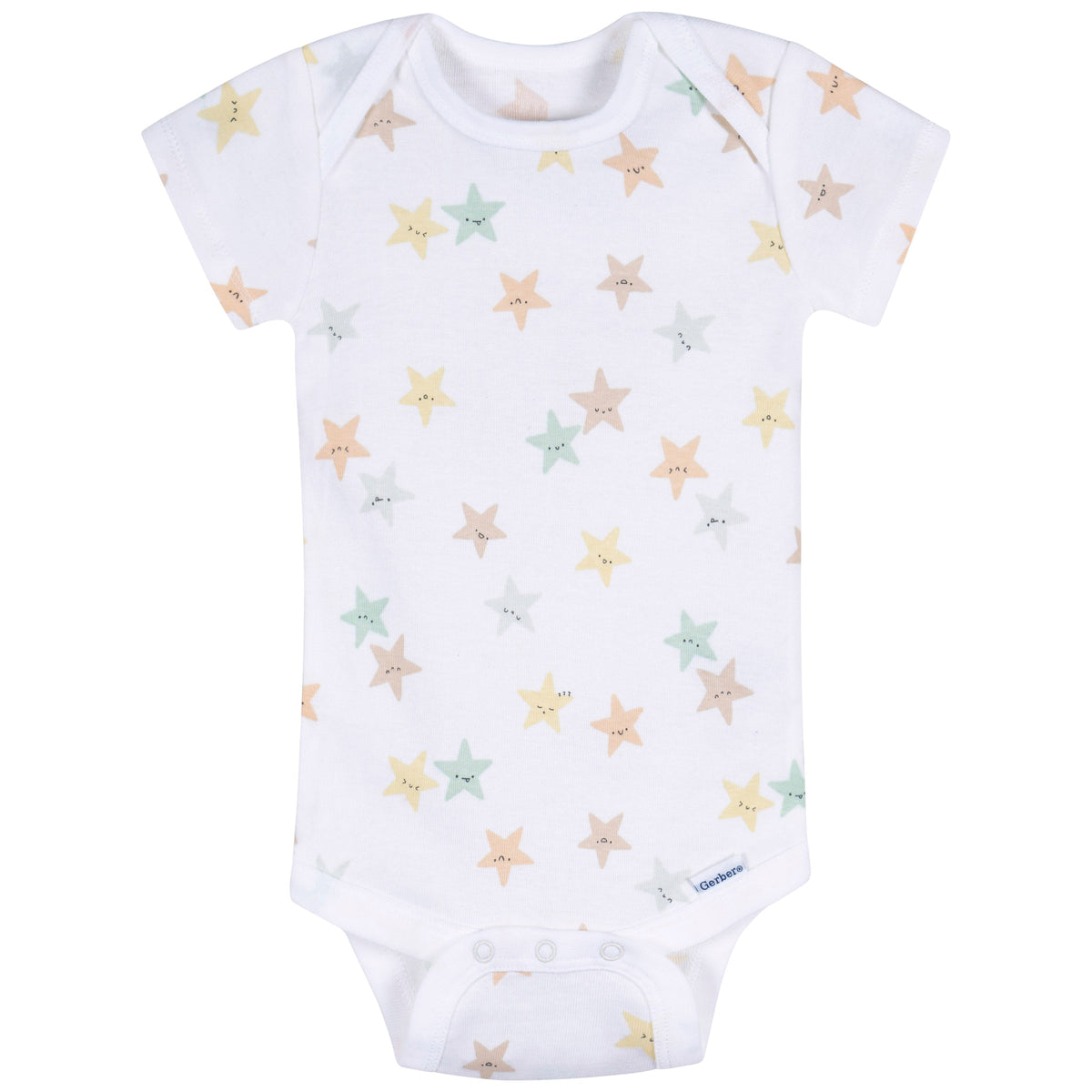3-Pack Baby Neutral Starry Smiles Short Sleeve Onesies Bodysuits, additional view 2