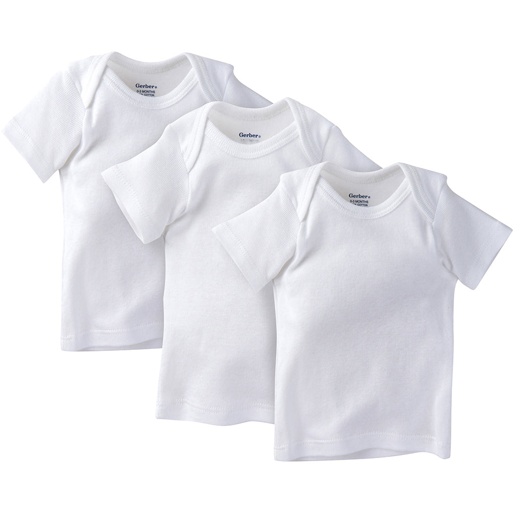 3-Pack Baby Neutral White Short Sleeve Pull On Shirts