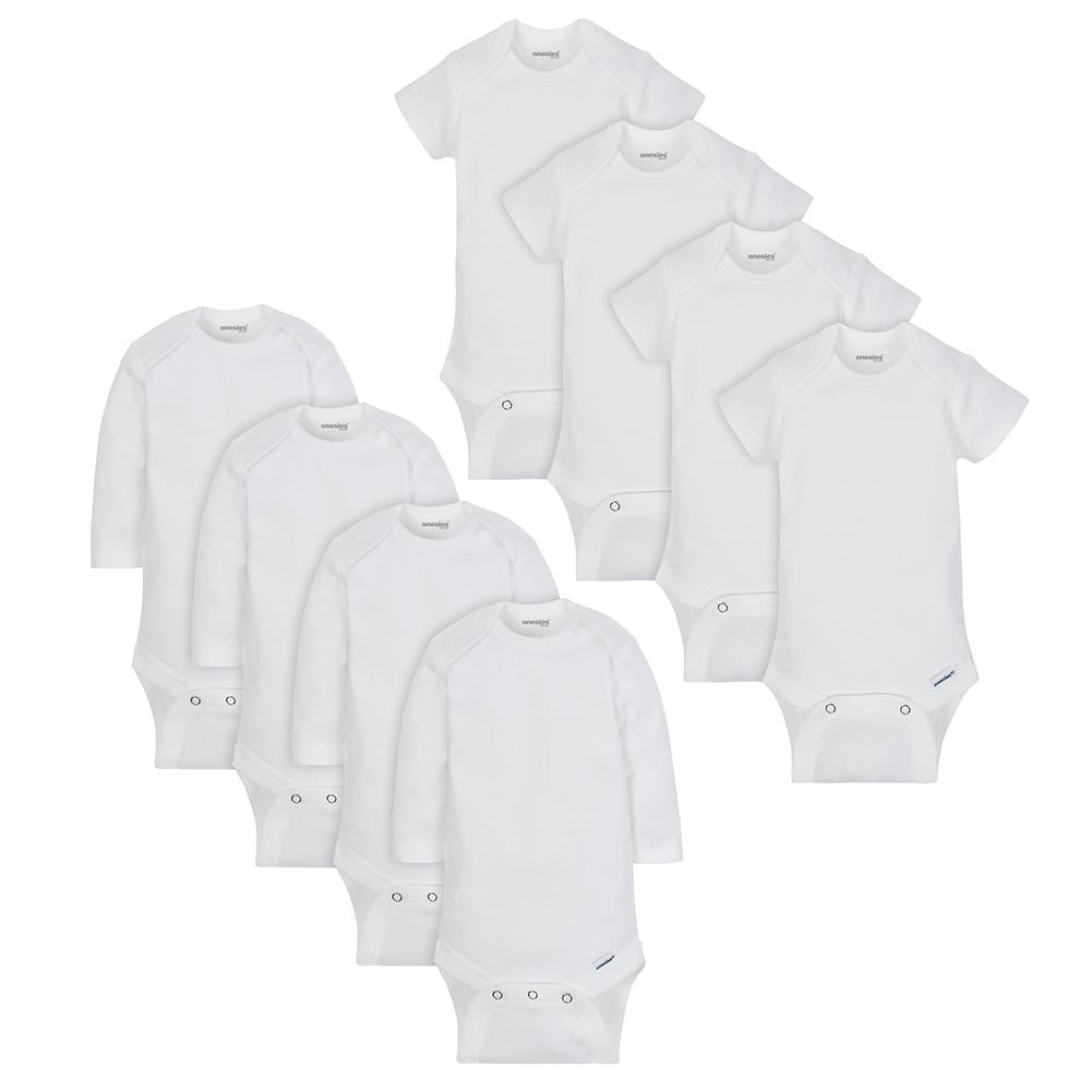 8-Pack Baby Neutral Short & Long Sleeve Onesies Bodysuits
