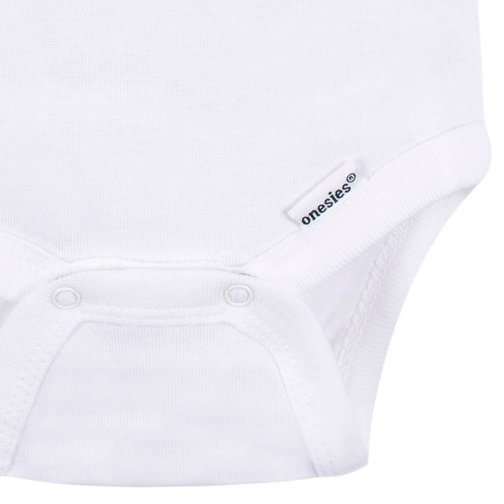 CASE of 36: 2-Pack Baby Neutral White Short Sleeve Onesies Bodysuits, close-up detail 2