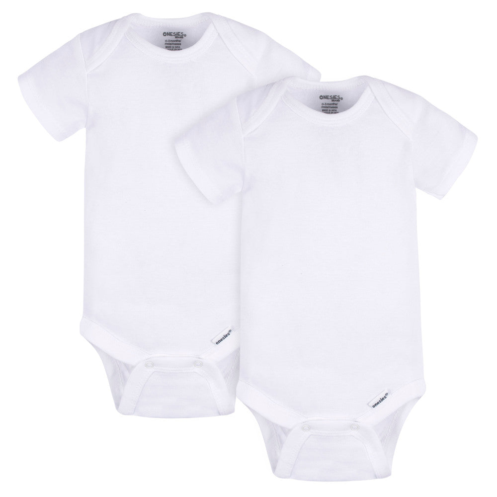 CASE of 36: 2-Pack Baby Neutral White Short Sleeve Onesies Bodysuits, view 2