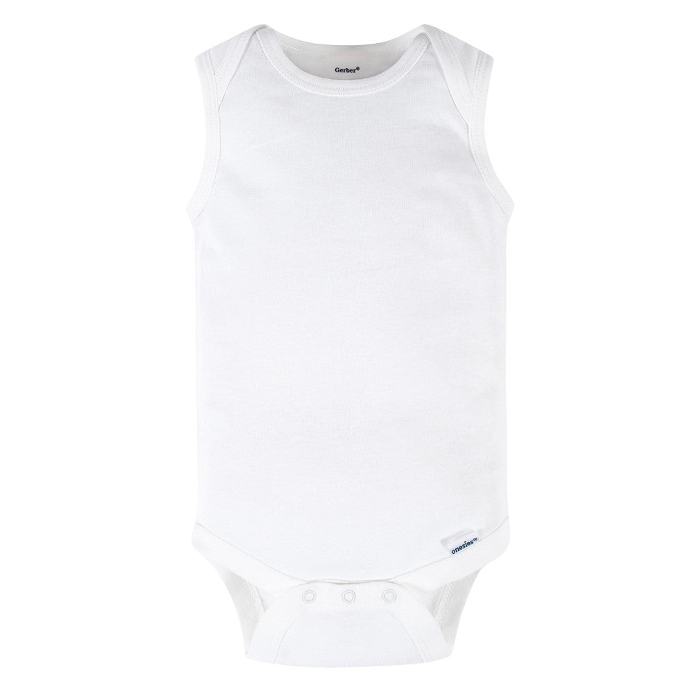 8-Pack Baby Neutral White Sleeveless Onesies Brand Bodysuits, additional view 1