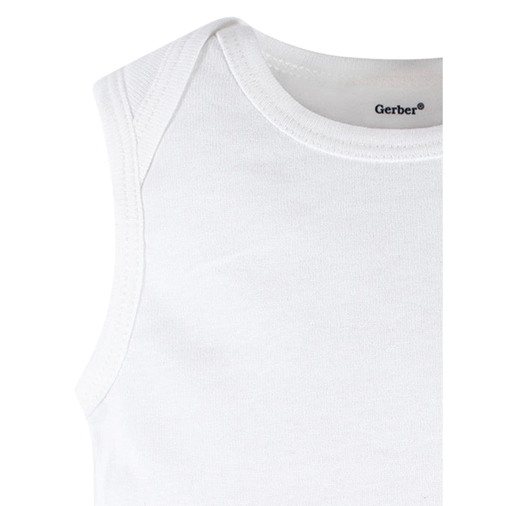 8-Pack Baby Neutral White Sleeveless Onesies Brand Bodysuits, additional view 2