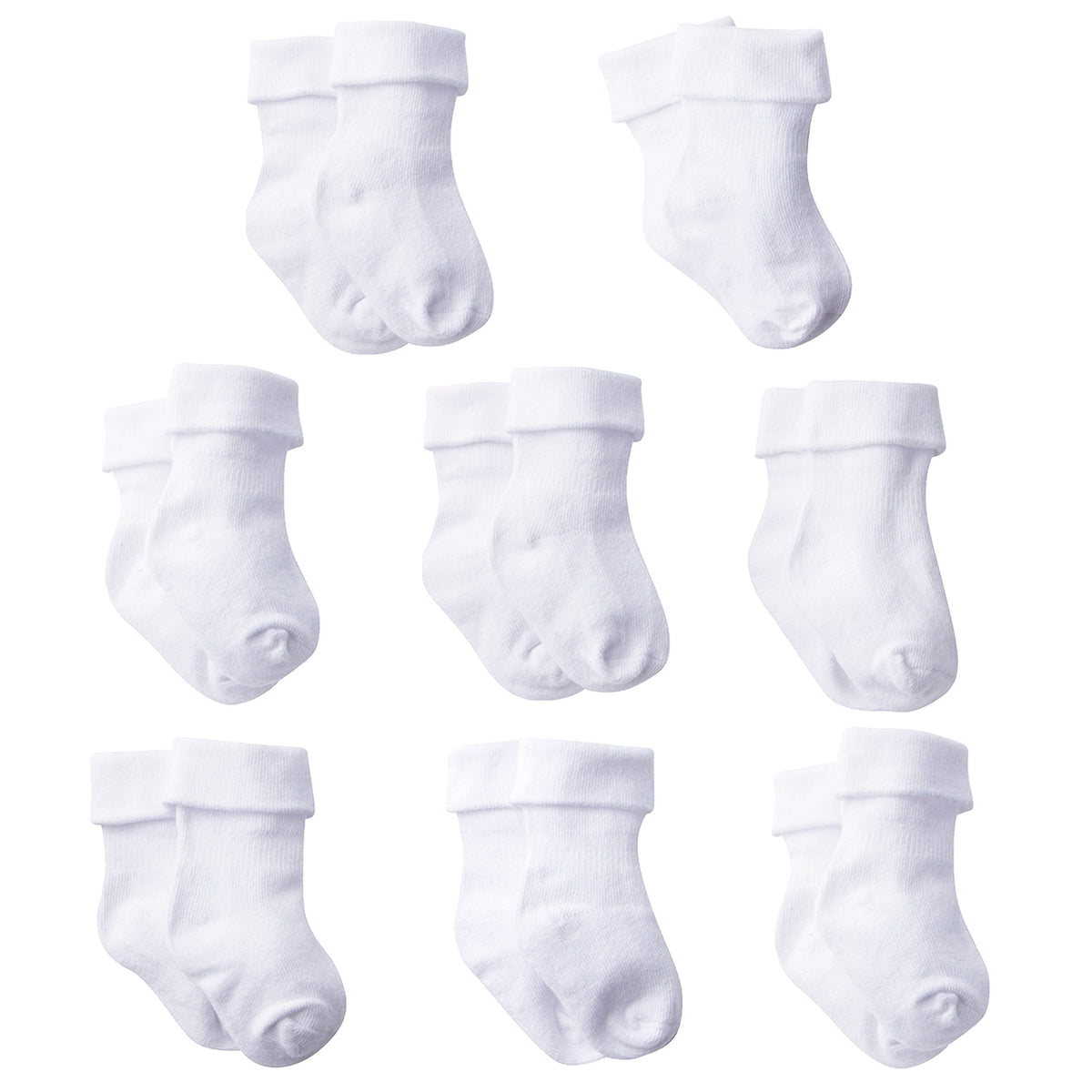 Baby 8-Pair Jersey Ankle Sock, Solid White