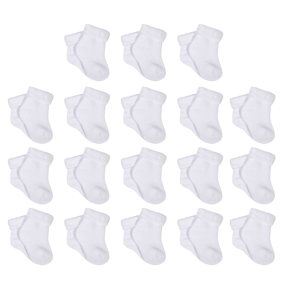 18-Pack Grow With Me White Terry Socks
