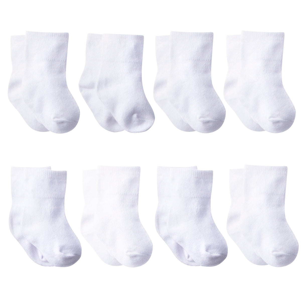 8-Pack Neutral White Wiggle Proof Ankle Socks