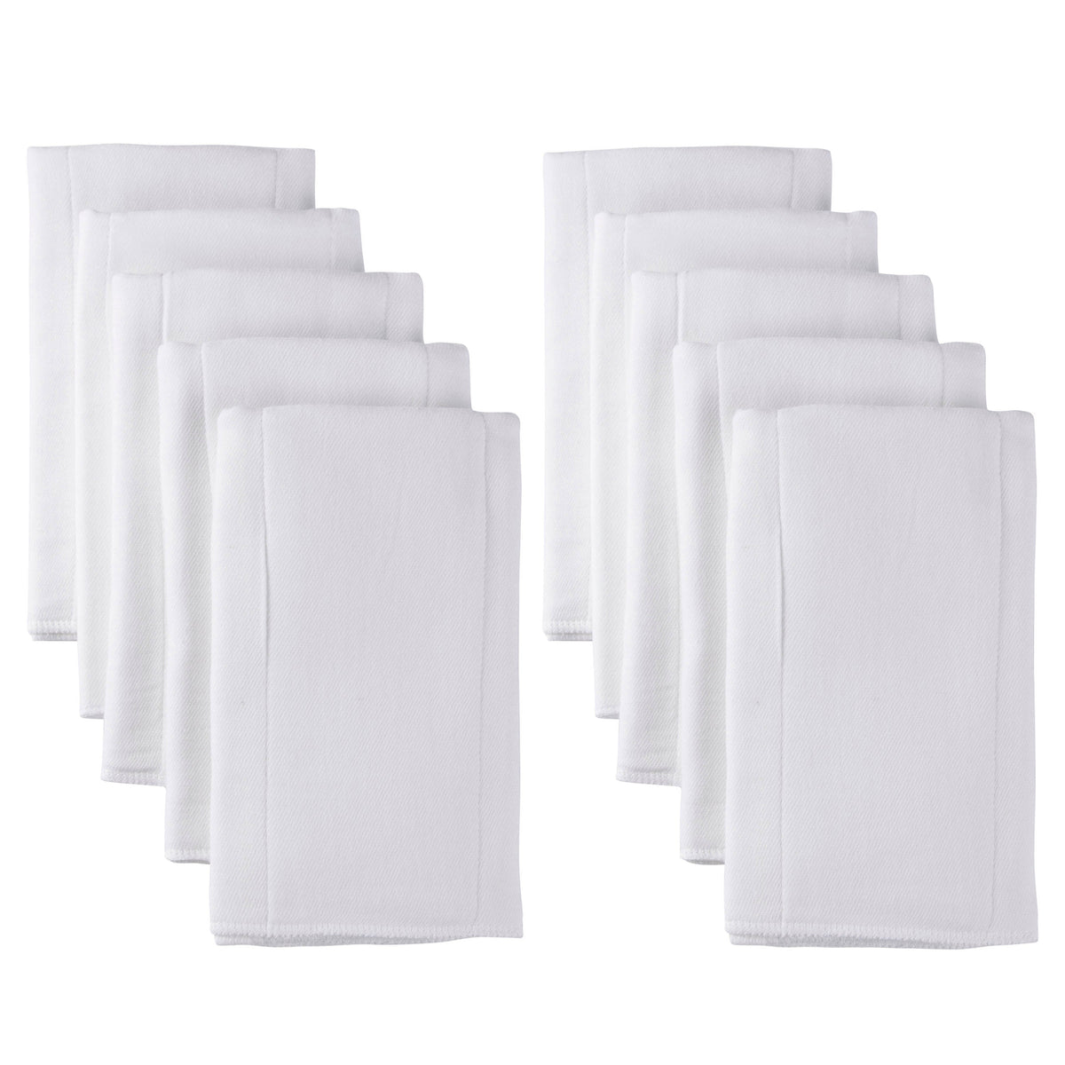 10-Pack White Organic Prefold Gauze Diaper with Pad