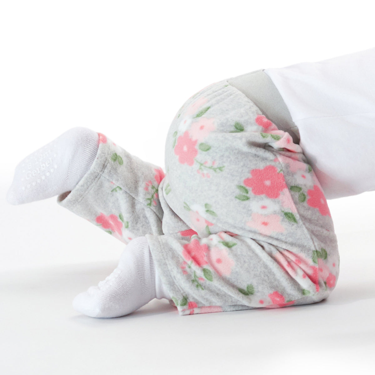 8-Pack Baby & Toddler White Wiggle-Proof Jersey Crew Socks, lifestyle photo 1