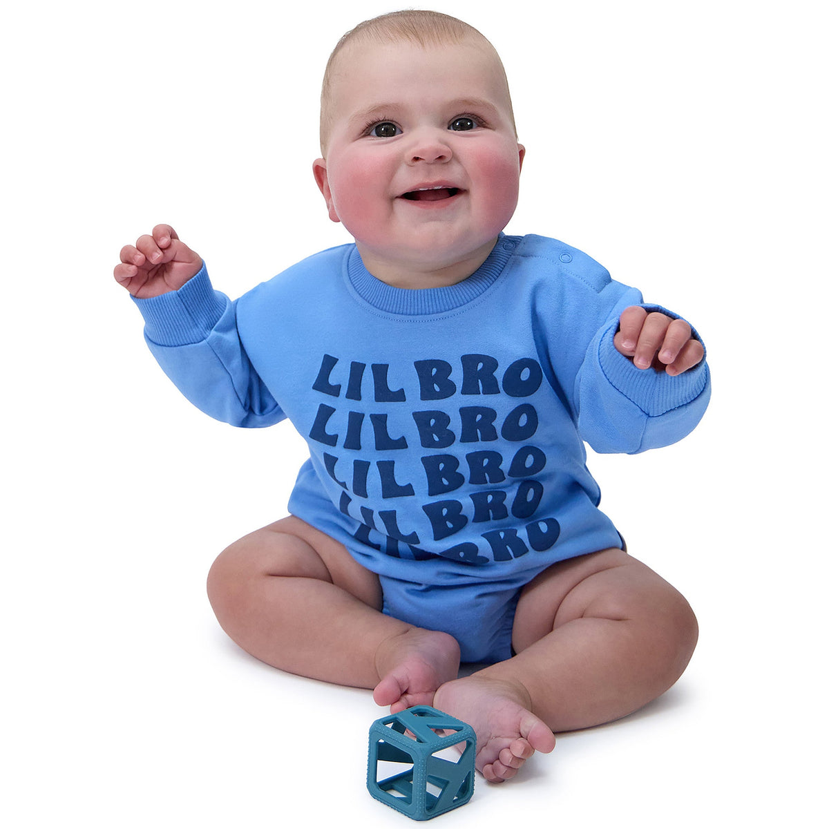 Baby Boys Lil Bro Sweatshirt Bubble Romper, view 5