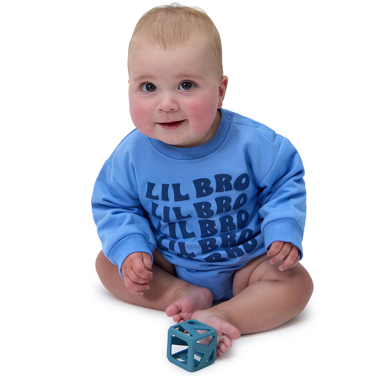 Baby Boys Lil Bro Sweatshirt Bubble Romper, view 6