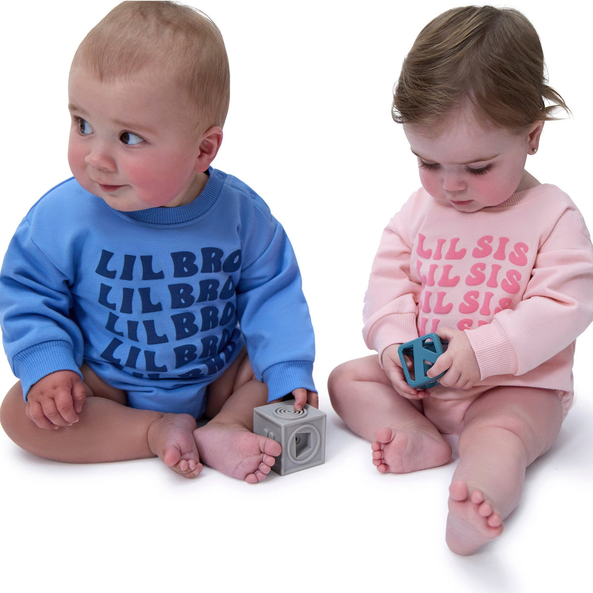 Baby Boys Lil Bro Sweatshirt Bubble Romper, view 2