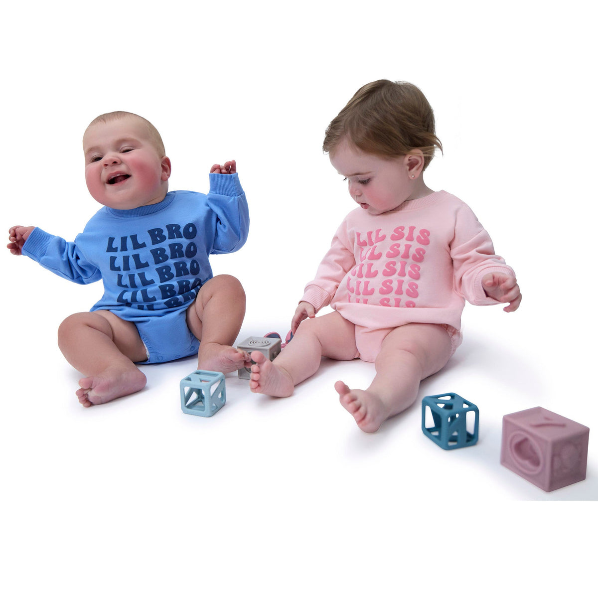Baby Boys Lil Bro Sweatshirt Bubble Romper, view 3