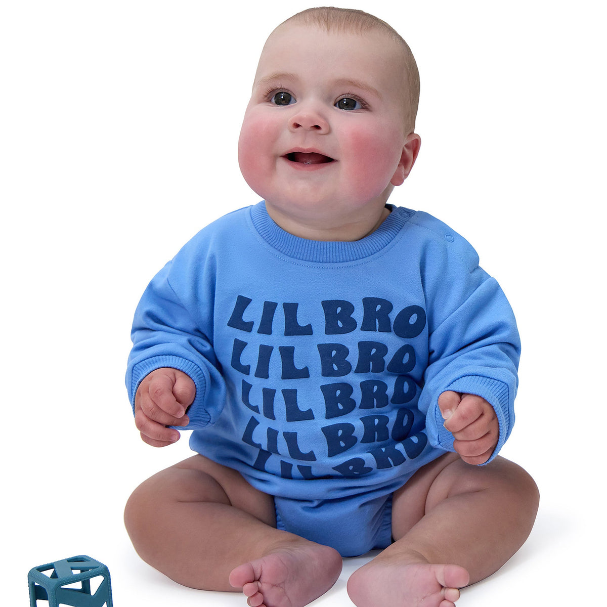Baby Boys Lil Bro Sweatshirt Bubble Romper, view 4