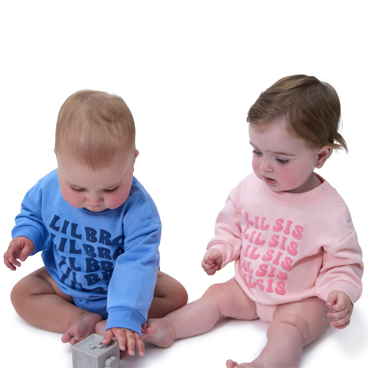 Baby Girls Lil Sis Sweatshirt Bubble Romper, view 2