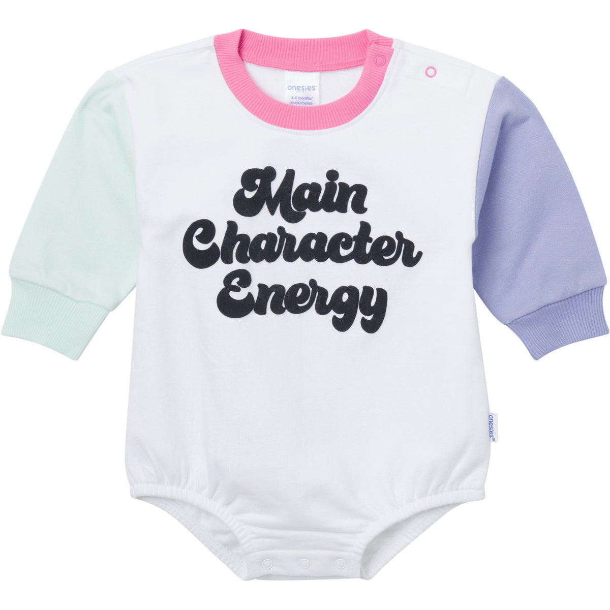 Baby Girls Main Character Sweatshirt Bubble Romper, view 1