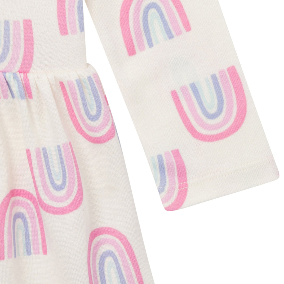 Baby Girls Ivory Rainbow Lap Shoulder Dress, view 3