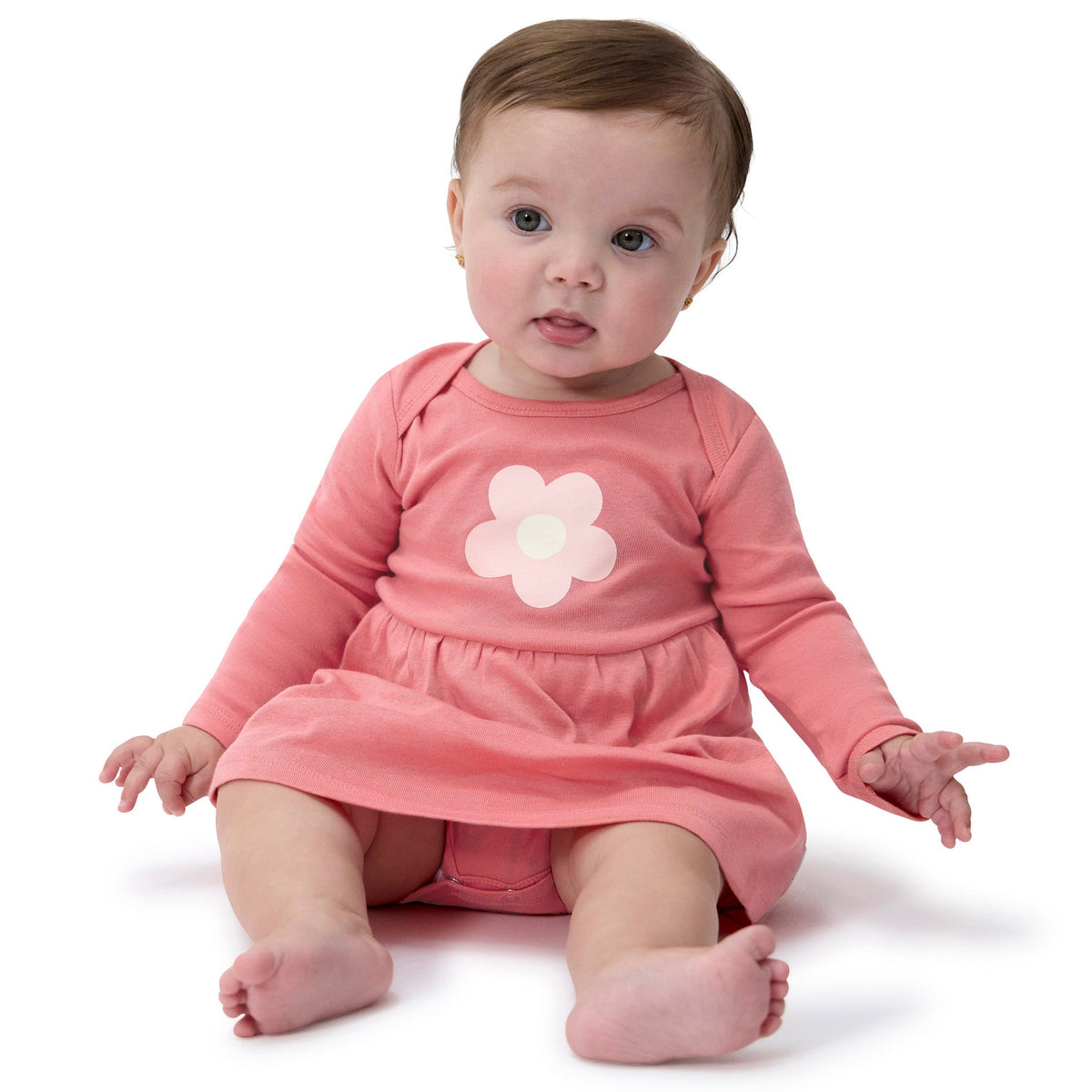 Baby Girls Chintz Flower Lap Shoulder Dress, view 5