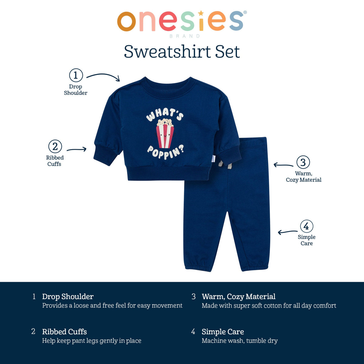 2-Piece Baby Boys What's Poppin Sweatshirt Set, view 6